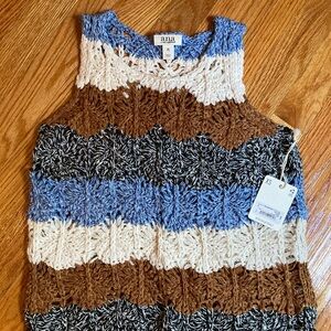 a.n.a Blue and Cream Crochet Top size XS